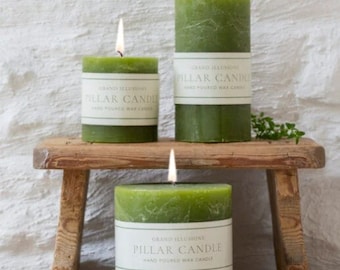 Rustic Pillar Candle Fern Green