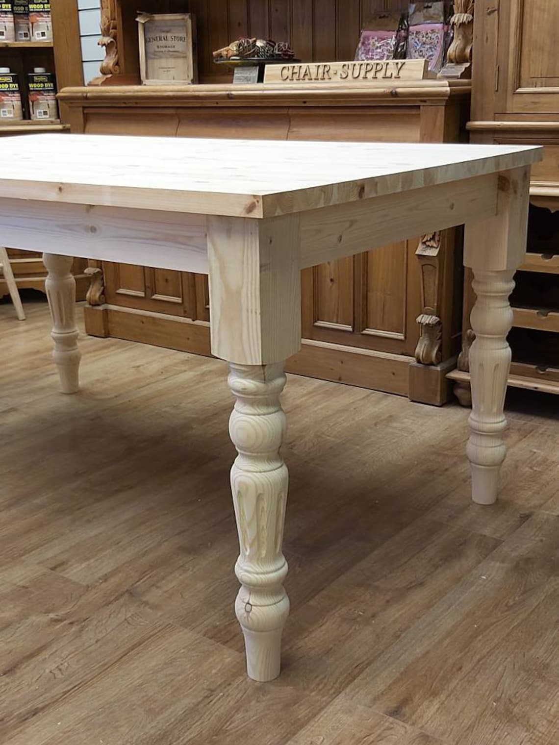 Brand New Made to Order Solid Pine Raw Wood Farmhouse Kitchen Dining ...