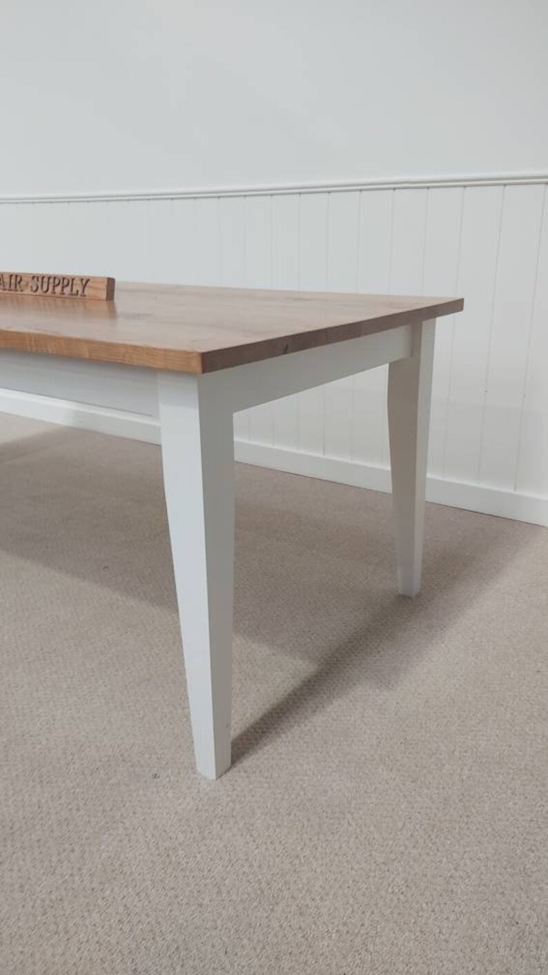 Made to Order Solid Oak Plank Top Dining Table With Tapered Etsy UK