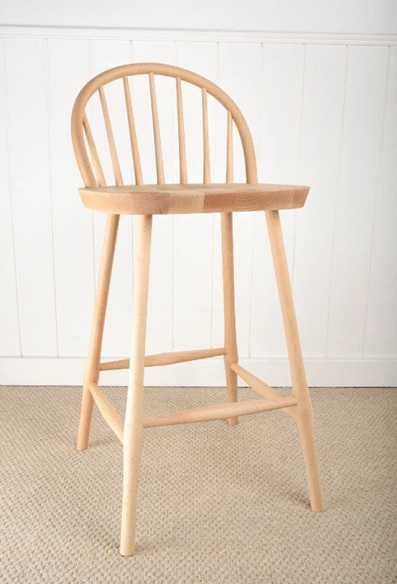 Windsor Bar Stool Solid Wood Kitchen Dining Bar Stool With Back Wooden Bar Stool for Kitchen Counters Breakfast Bar Stools Spindle Stool Etsy UK