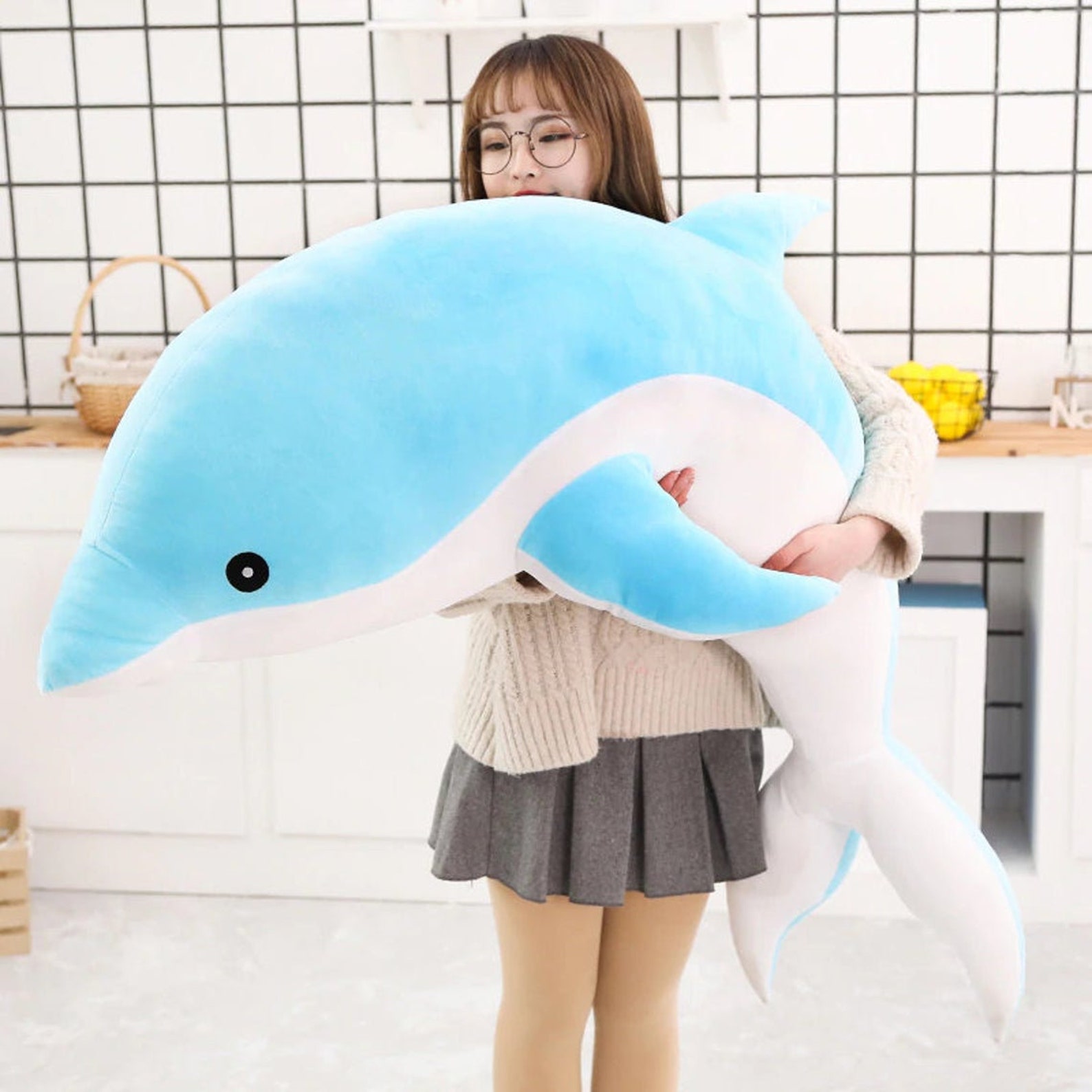 Giant Dolphin Stuffed Animal Stuffed Dolphin Plush Pillow Etsy