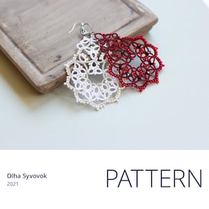 Tatting pattern, tatted  flower earrings, lace earrings, frivolite tutorial