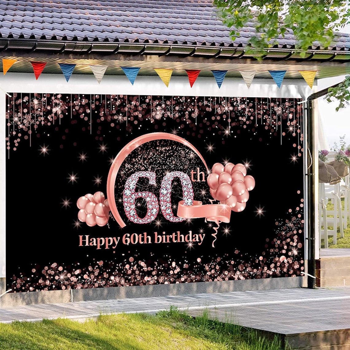 60th Birthday Banner Decorations Backdrop for Women Extra | Etsy