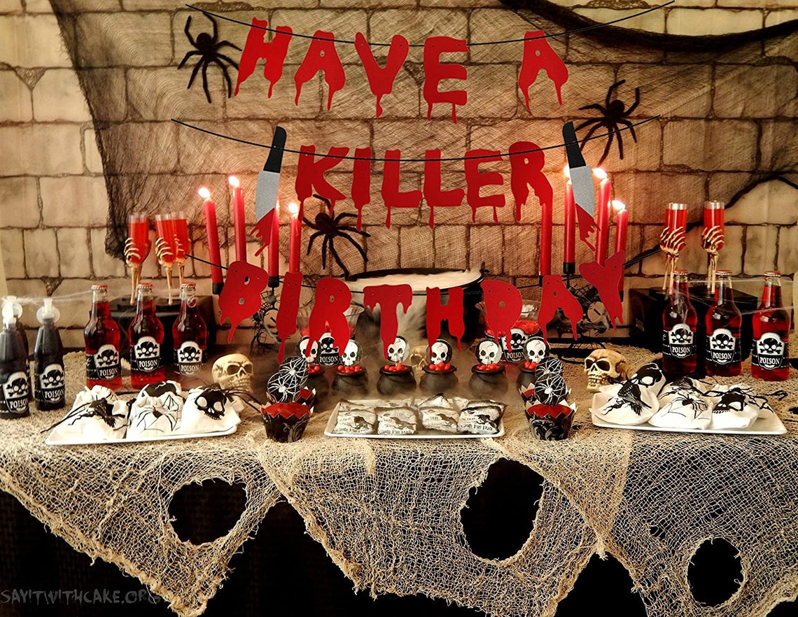 Have a Killer Birthday Party Banner Halloween Horror Birthday Etsy