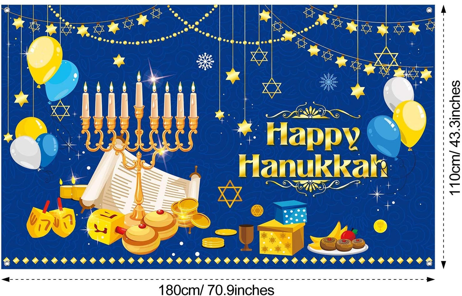 Happy Hanukkah Party Backdrop Hanukkah Decorazioni Fotografia Etsy