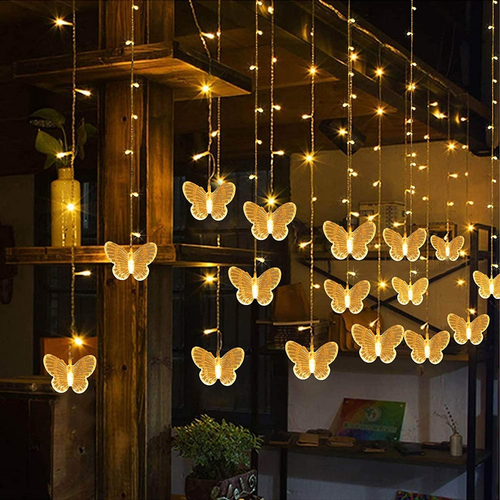 Schmetterling Vorhang Lichterkette 120LED 24 Schmetterlinge Etsy