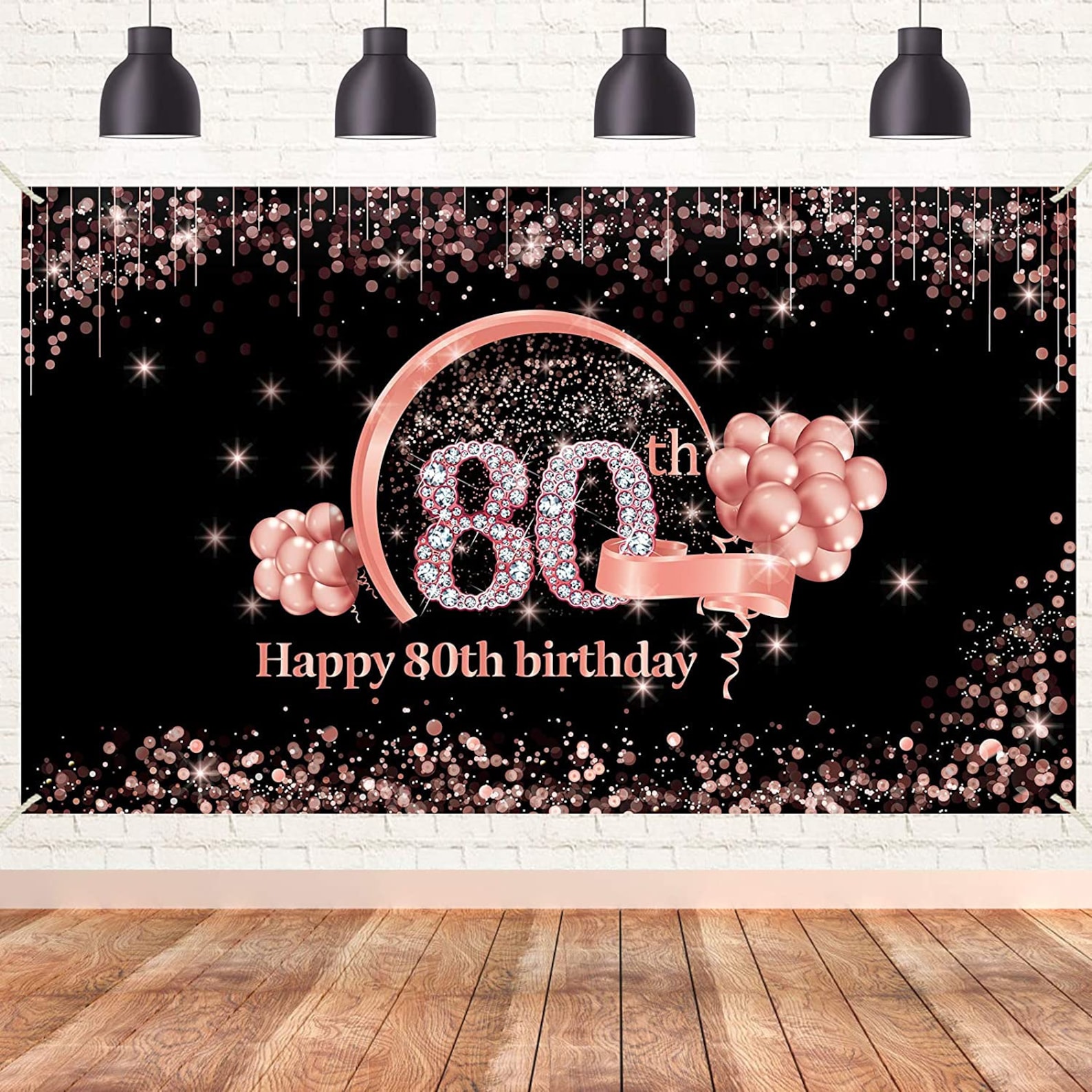 Happy 80th Birthday Banner Backdrop Decorations for Women  Etsy