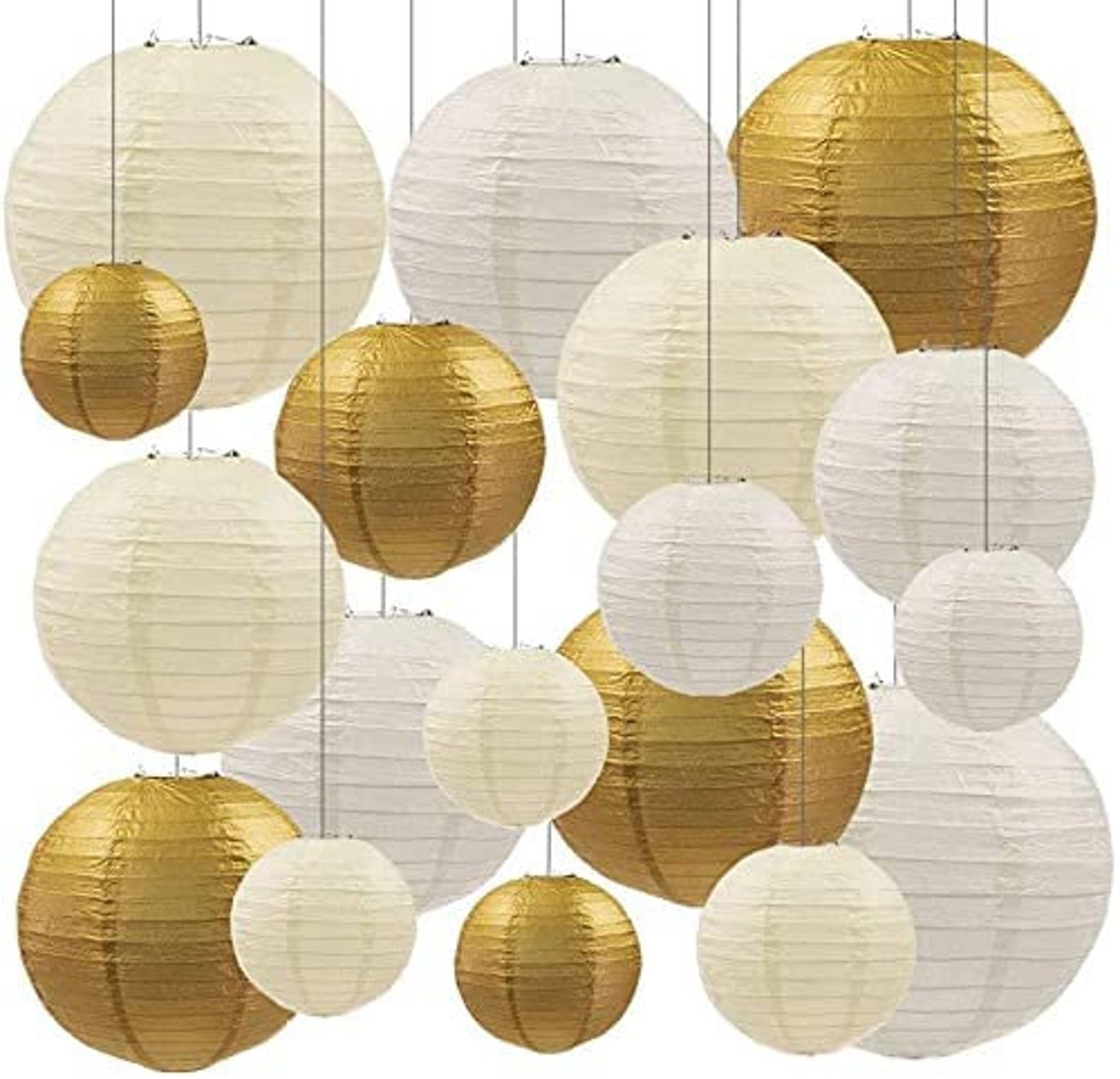 18PCS Assorted Metallic Gold Paper Lantern Wedding Party Etsy
