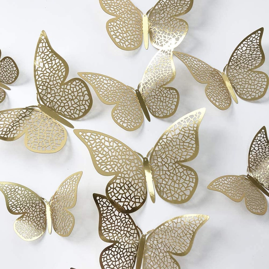 24Pcs Gold Butterfly Wall Sticker Decal 3D Metallic Art Etsy