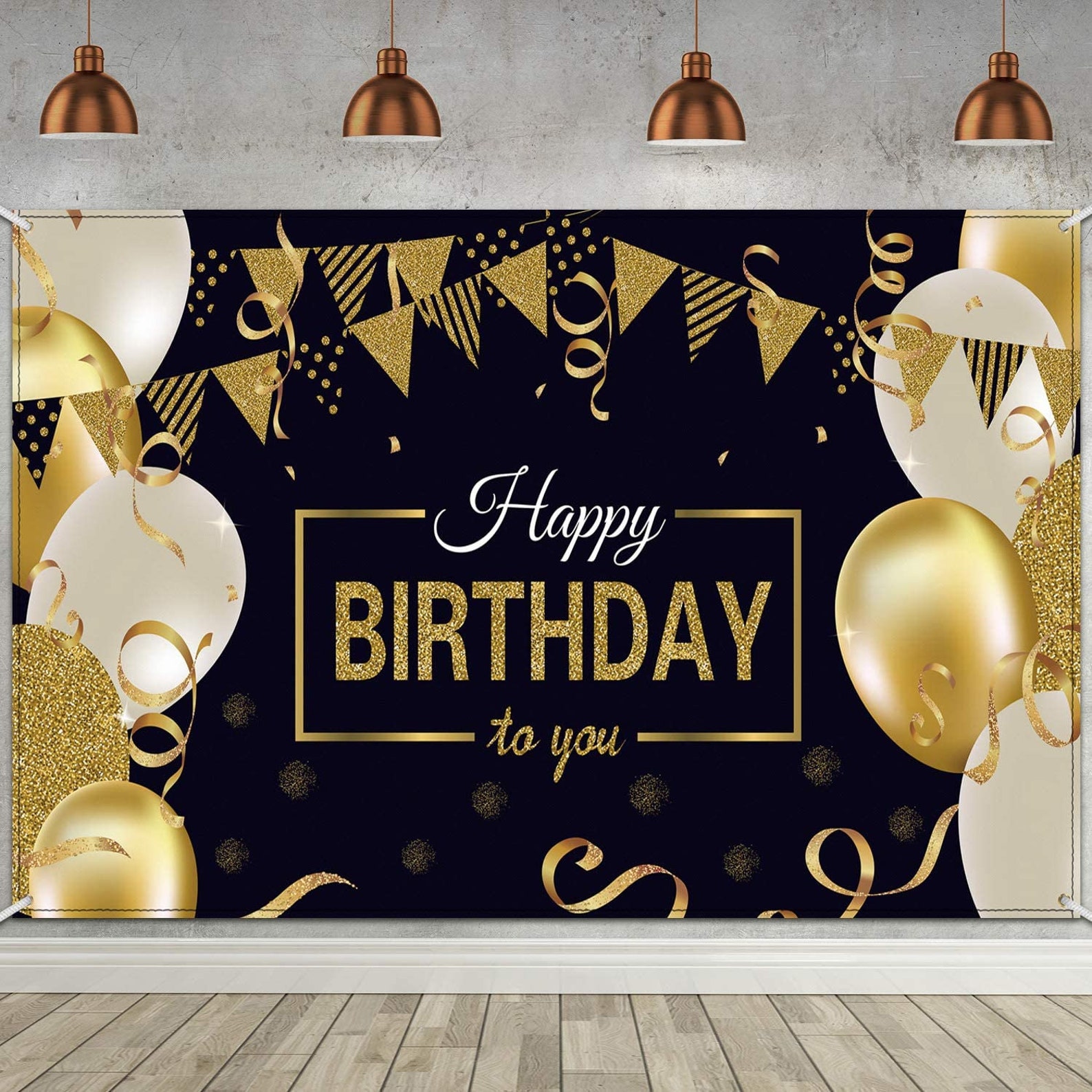 728 X 433 Inch Happy Birthday Backdrop Banner Large Black Etsy