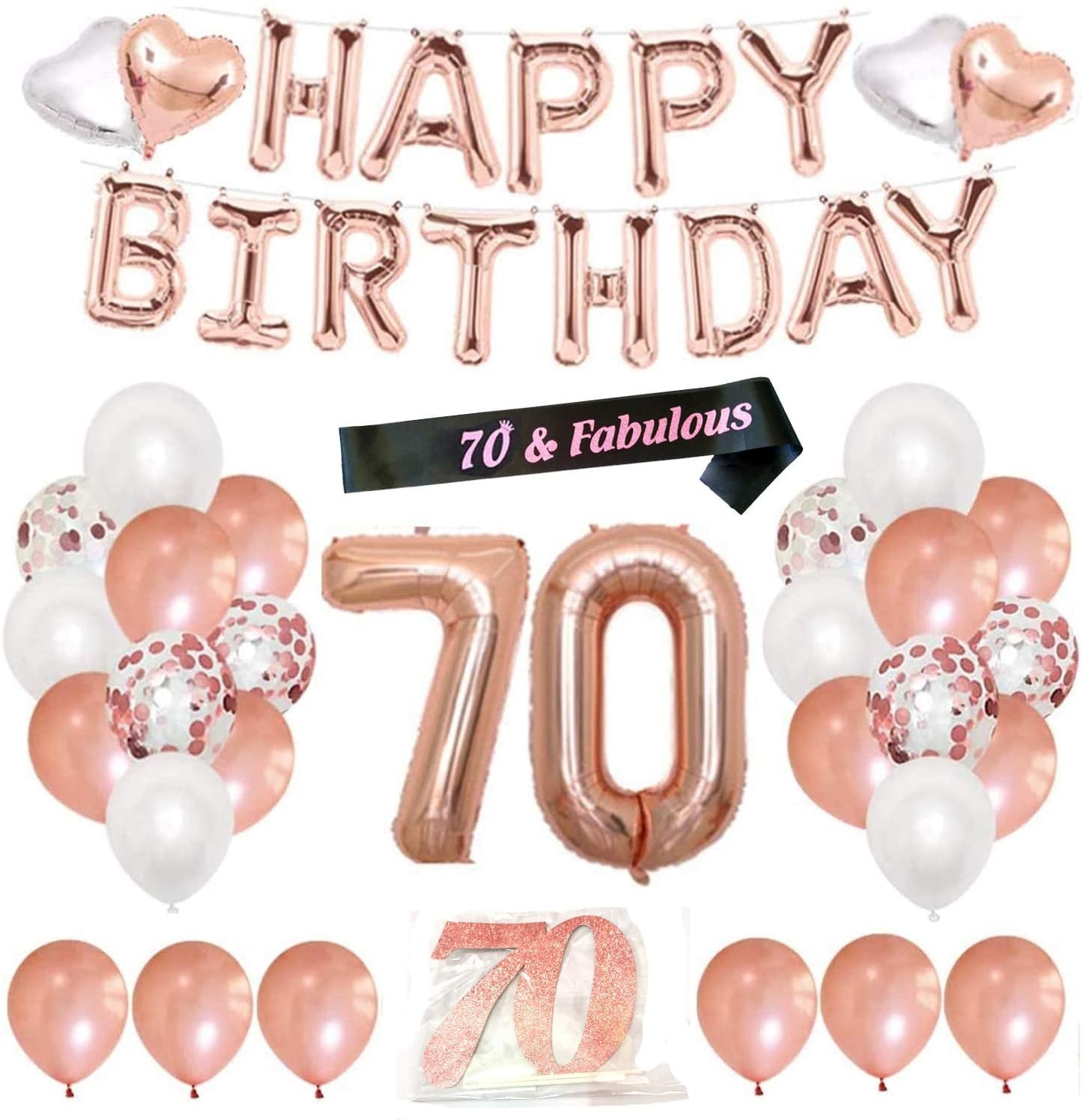 70th Birthday Decorations for Women 70th Happy Birthday Etsy