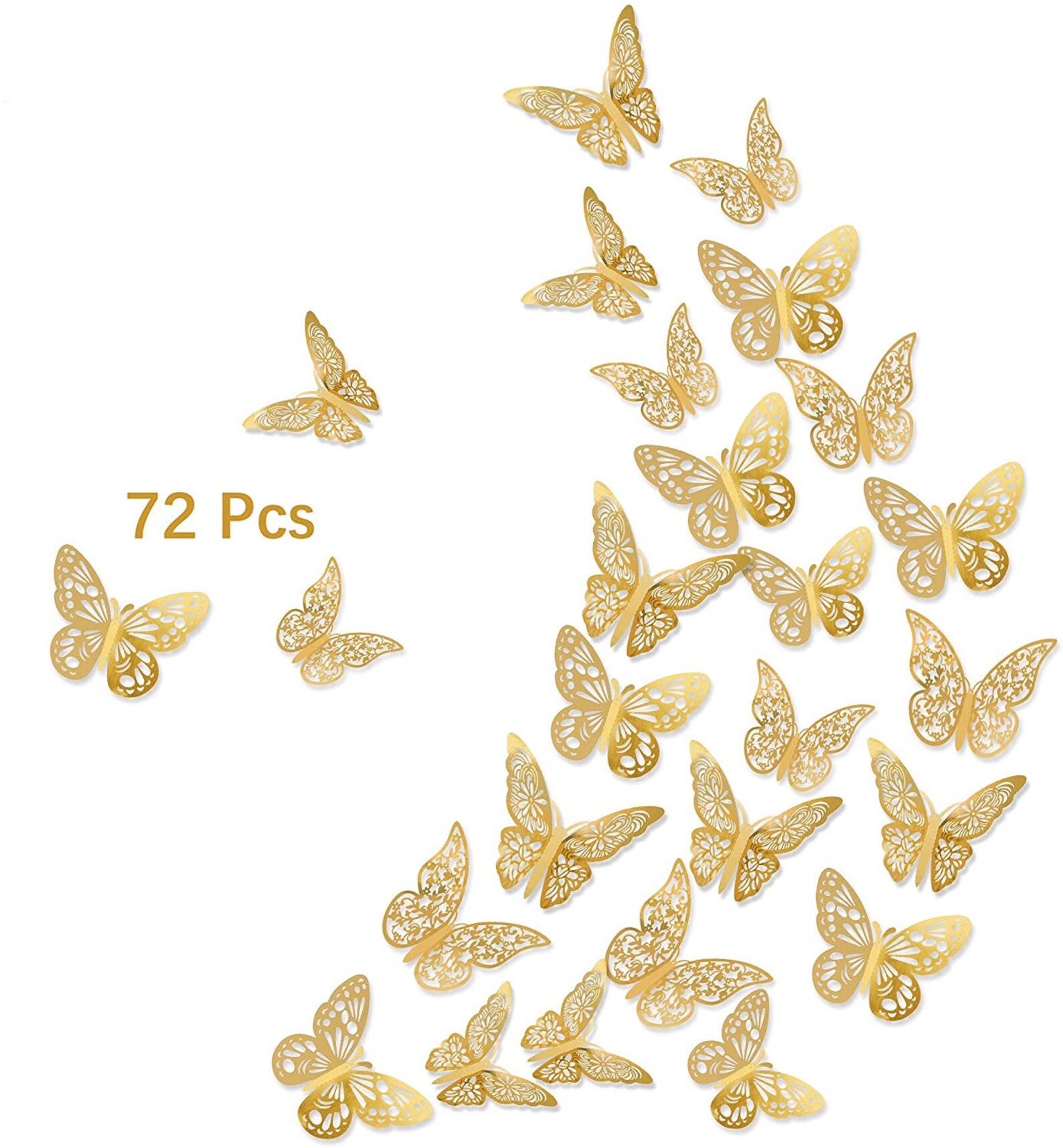 72Pcs 3D Gold Butterfly Wall Decals 3 Sizes 3 Styles Etsy