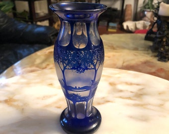 Art Nouveau vase, glass around 1910, monogrammed M, probably Bohemia