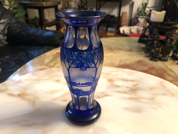 Vase Jugendstil, Glas um 1910, monogrammiert M, wohl Böhmen