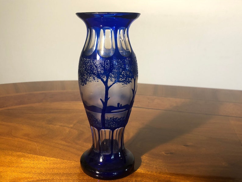 Art Nouveau vase, glass around 1910, monogrammed M, probably Bohemia image 2