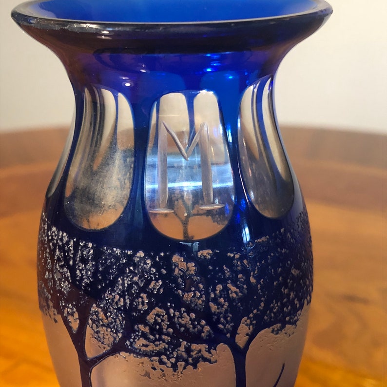 Art Nouveau vase, glass around 1910, monogrammed M, probably Bohemia image 4