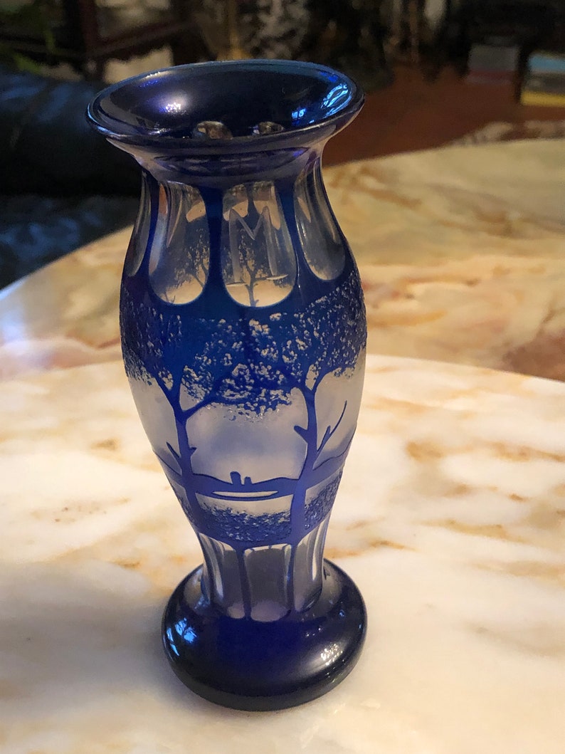 Art Nouveau vase, glass around 1910, monogrammed M, probably Bohemia image 9