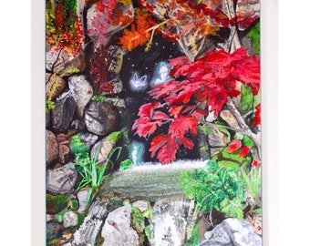 Original Painting "Fairy Waterfall" - 24" x 30" Acrylic Painting