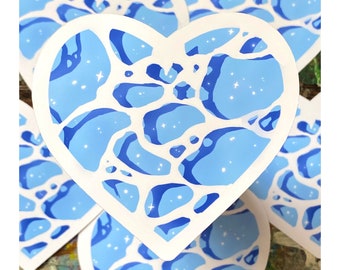 Water Heart Sticker - Cute Sticker - Weatherproof Matte Sticker