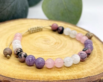 Handmade Crystal Bracelet New Beginnings Black Tourmaline Charm Bracelet White Howlite Insomnia Anxiety Depression Emotional Healing