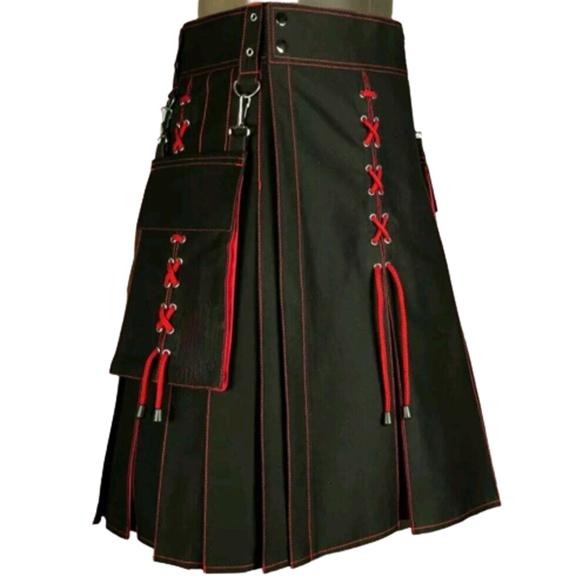 New Black and Red Scottish Stunning utility kilt | Etsy