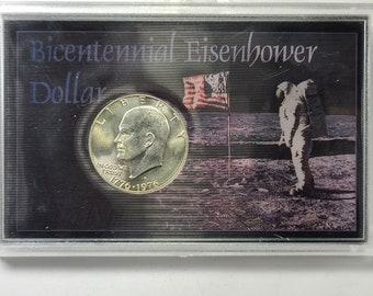 1976 Bicentennial San Francisco Eisenhower 40/% Silver Dollar in Hologram Holder