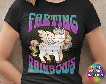 Unicorn Farting Rainbows T-Shirt, Funny Unicorn Gift