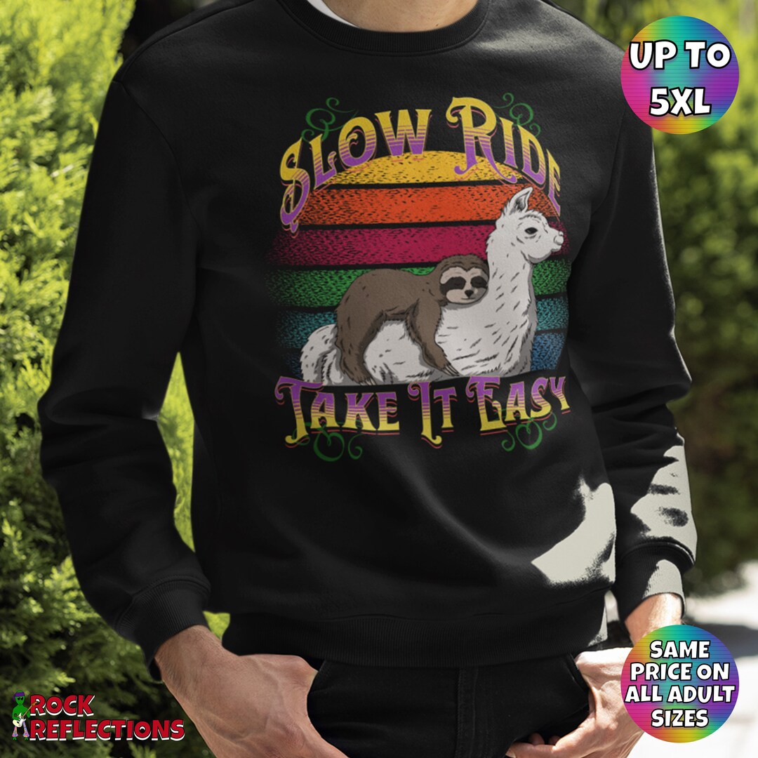 Sloth Llama 'slow Ride' Sweatshirt - Rock Music Lover Gift - Etsy