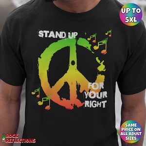 Reggae Music T-Shirt Bob Marley Tribute Rasta Colors Peace Sign Cool Reggae Music Shirt Rock N Roll Gift Music Lover Tee Gte Up Stand Up