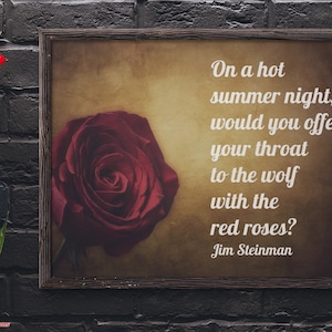 Song Lyric Wall Art: Hot Summer Night/Song Lyrics Print/Song Lyrics Gift/Printable Wall Art/Instant Digital Download/Inspirational Quote