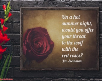Hot Summer Night Song Lyric Print: Inspirational Quote (Digital Download)