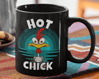 Hot Chick Black Coffee Mug: Funny Chicken Gift