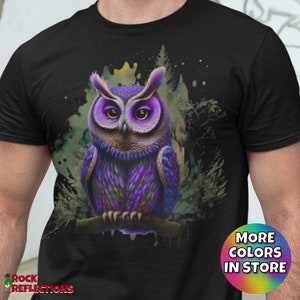 Owl In A Forest T-Shirt Psychedelic Owl Cute Owl Shirt Owl T-Shirt Owl Gift Owl Lover Shirt Owl Lover Gift Animal Lover TShirt