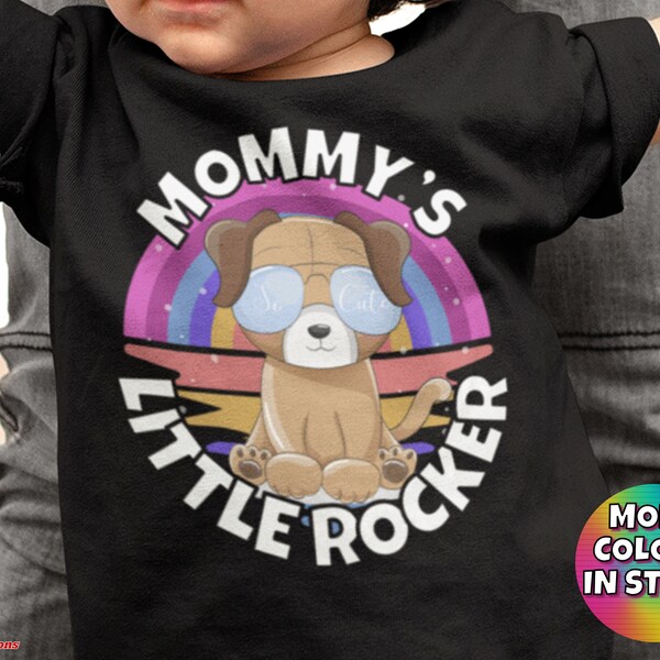 Mommy’s Little Rocker Pup (Cool Puppy/Baby T-shirt/Toddler T-Shirt/Baby Onesie/Kids T-shirt/Funny T-shirt/Toddler Tee/Cool Kids/Kids Rock)