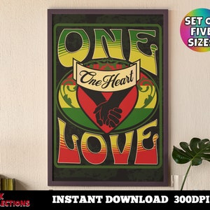Printable Wall Art Uplifting Wall Art – One Love Bob Marley Tribute Reggae - Digital Download Print At Home Instant Download Wall Art