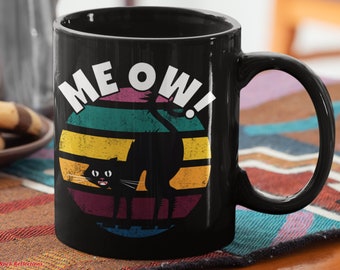 Black Cat 'Me Ow!' Coffee Mug - Funny Cat Lover Gift