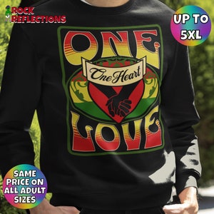 Reggae Music Sweatshirt Rasta Classic Rock Lover Hoodie Crewneck Sweater Rock N Roll Pullover Retro Gift One Love Bob Marley Jamaica