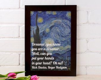 You Are A Dreamer Song Lyric Print: Inspirational Wall Art (Digital Download)