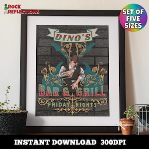 Printable Wall Art Uplifting Wall Art – Dino&#39;s Bar & Grill Thin Lizzy Tribute - Digital Download Print At Home Instant Download Wall Art