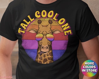 Giraffe T-Shirt – Rainbow Shades, Funny Animal Tee
