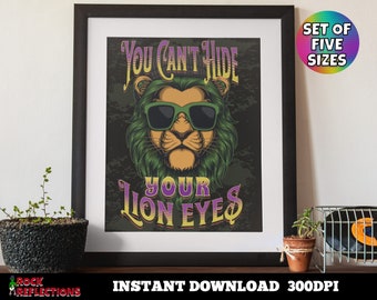 Lion Sunglasses Art Print – Animal Wall Decor (Digital Download)