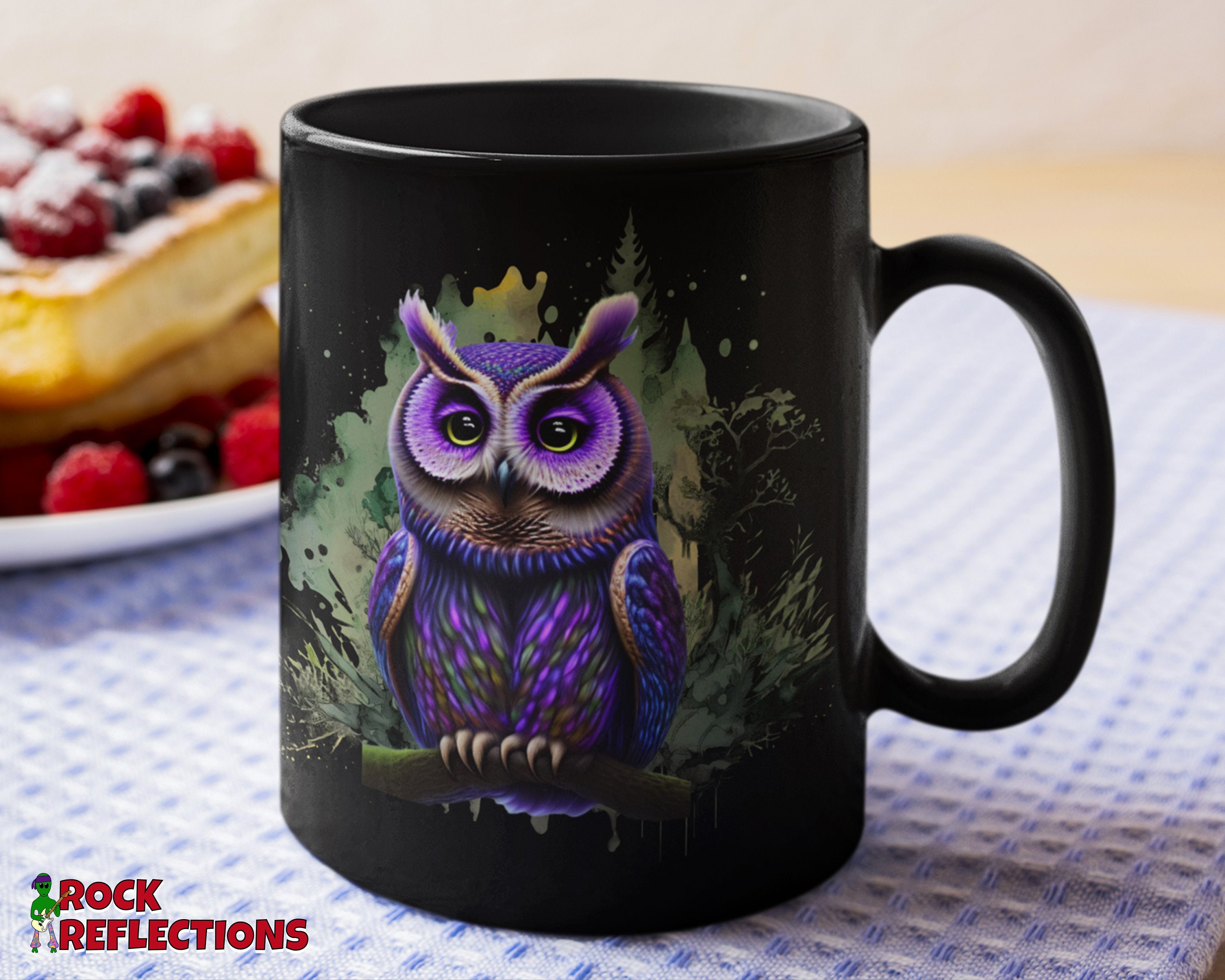 Psychedelic Owl Mug: Colorful Forest Design, Owl Lover Gift