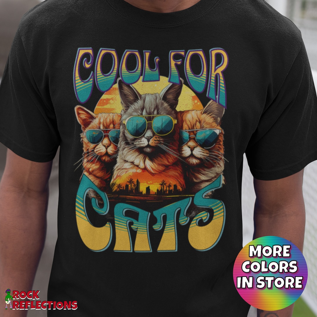 Rock Music T-shirt Rocker Classic Rock Cat Lover Gift Cool Cats Music ...