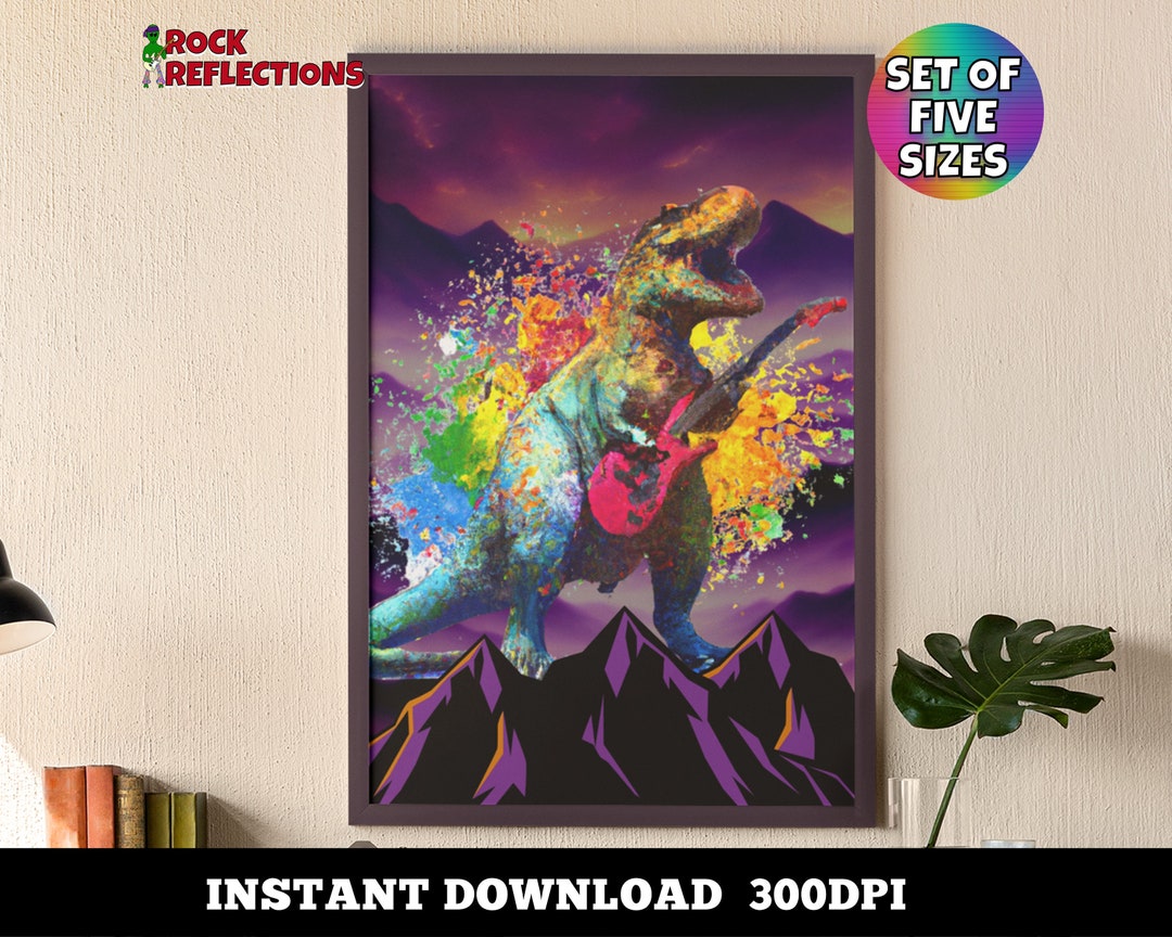 T-rex Dinosaur Rocker Printable Wall Art (digital Download) - Etsy