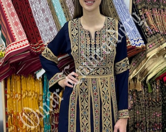 Thobe Besticktes Palästinensisches Maxi Kleid Kaftan Palästinensisches Design