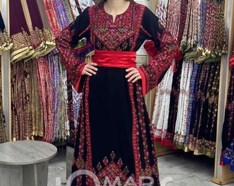 Embroidered Thobe Abaya Traditional Palestinian Abaya Arabic Dress