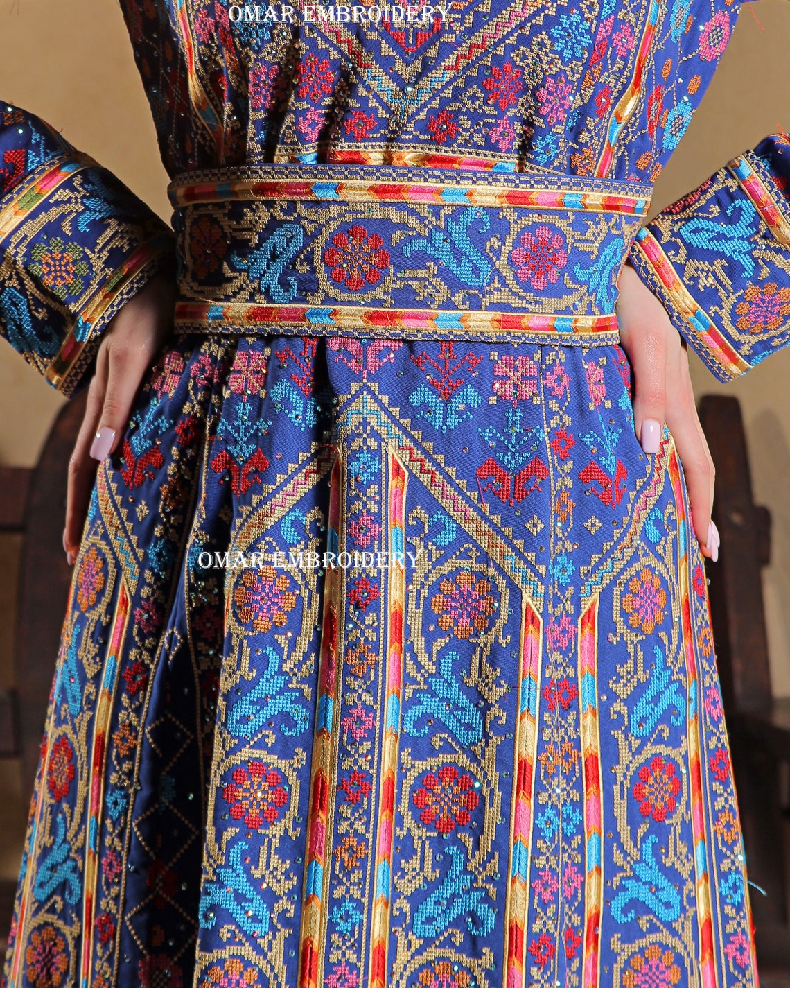 Broderie palestinienne Maxi Robe Longue Broderie palestinienne Etsy