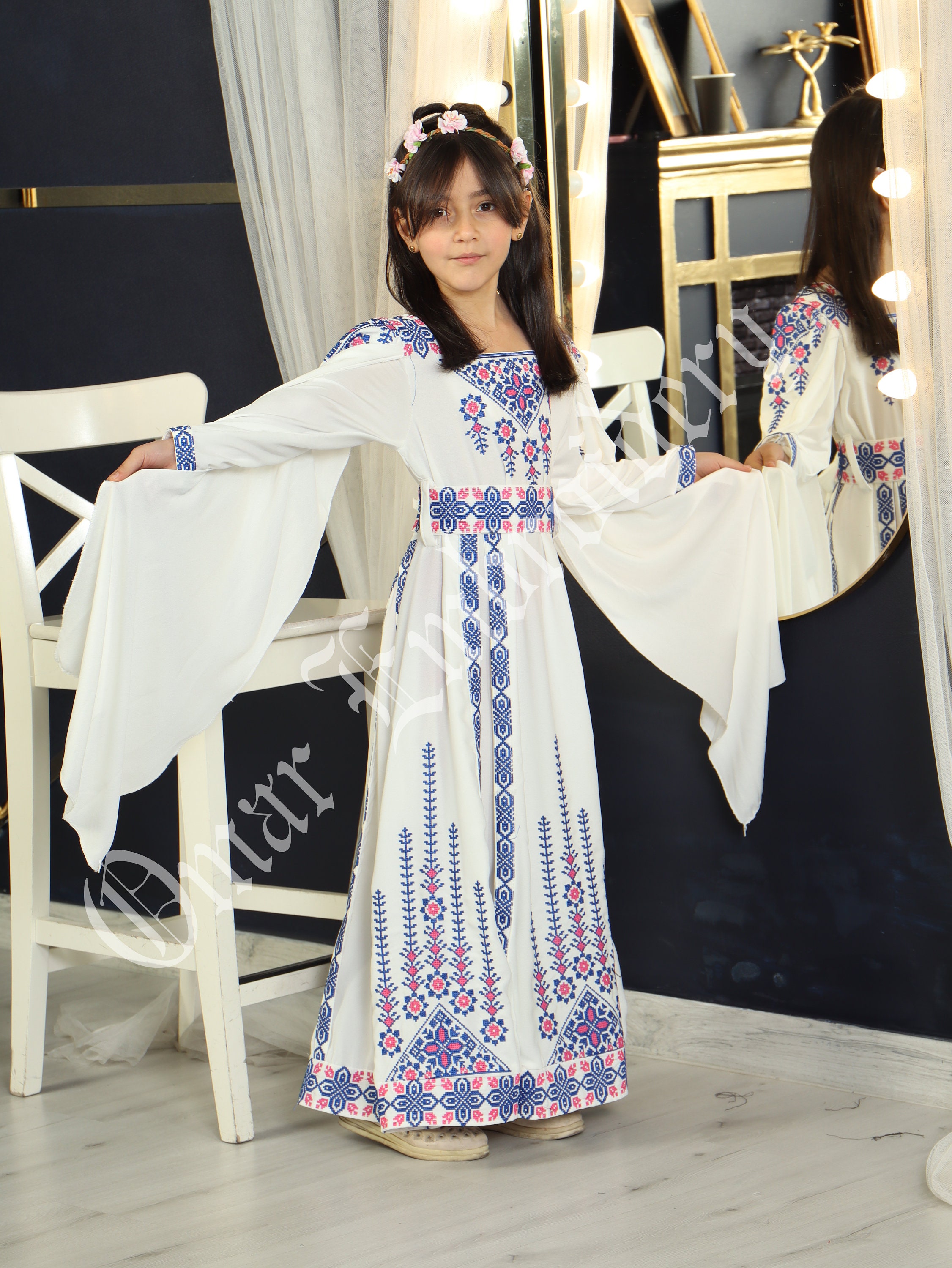Girls Embroidered Dress for Kids Arabic Palestinian Jordanian