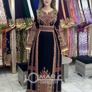 Embroidered Thobe Abaya Traditional Palestinian Abaya Arabic Dress Color 2