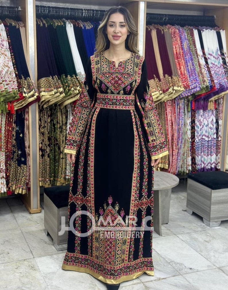 Embroidered Thobe Abaya Traditional Palestinian Abaya Arabic Dress Color 2